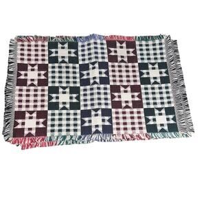 Handmade star point needlepoint frayed edge set of 4 country cottage placemats